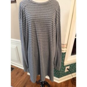 The Foundry Supply Co Mens 3XLT Grey Striped Long Sleeve T-Shirt Tall Crew Neck